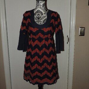 Judith March orange and blue dress